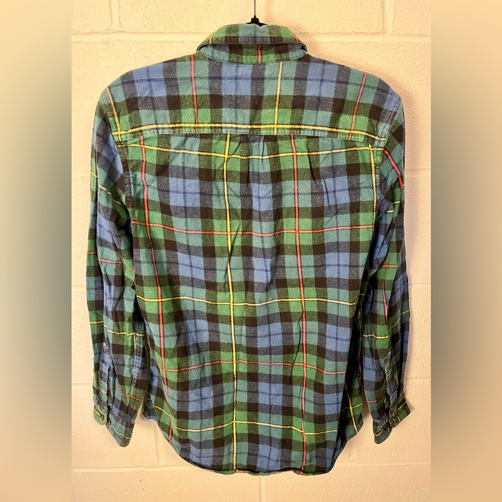 L.L. Bean Women’s Plaid Flannel Shirt - Blue, Green, and Black Size S - Picture 2 of 7
